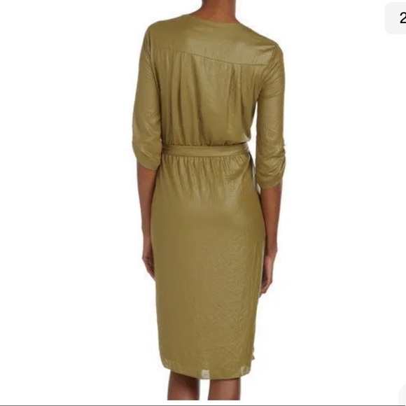 Bcbgmaxazria DARK CHARTREUSE green "TABEA" COCKTAIL DRESS silky shiny xs - Picture 6 of 6